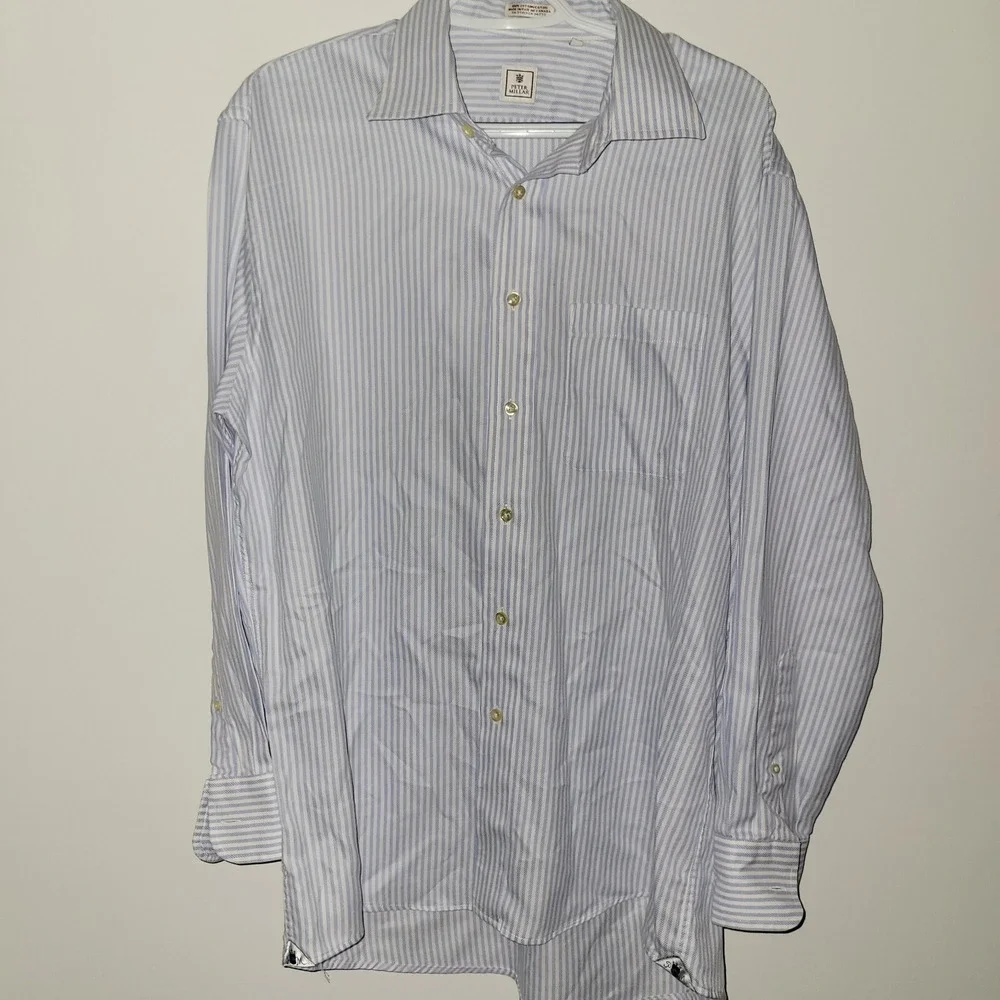 Peter Millar Long Sleeve Button Up‎ Shirt Men's Size Large 15.5 Vertical Striped